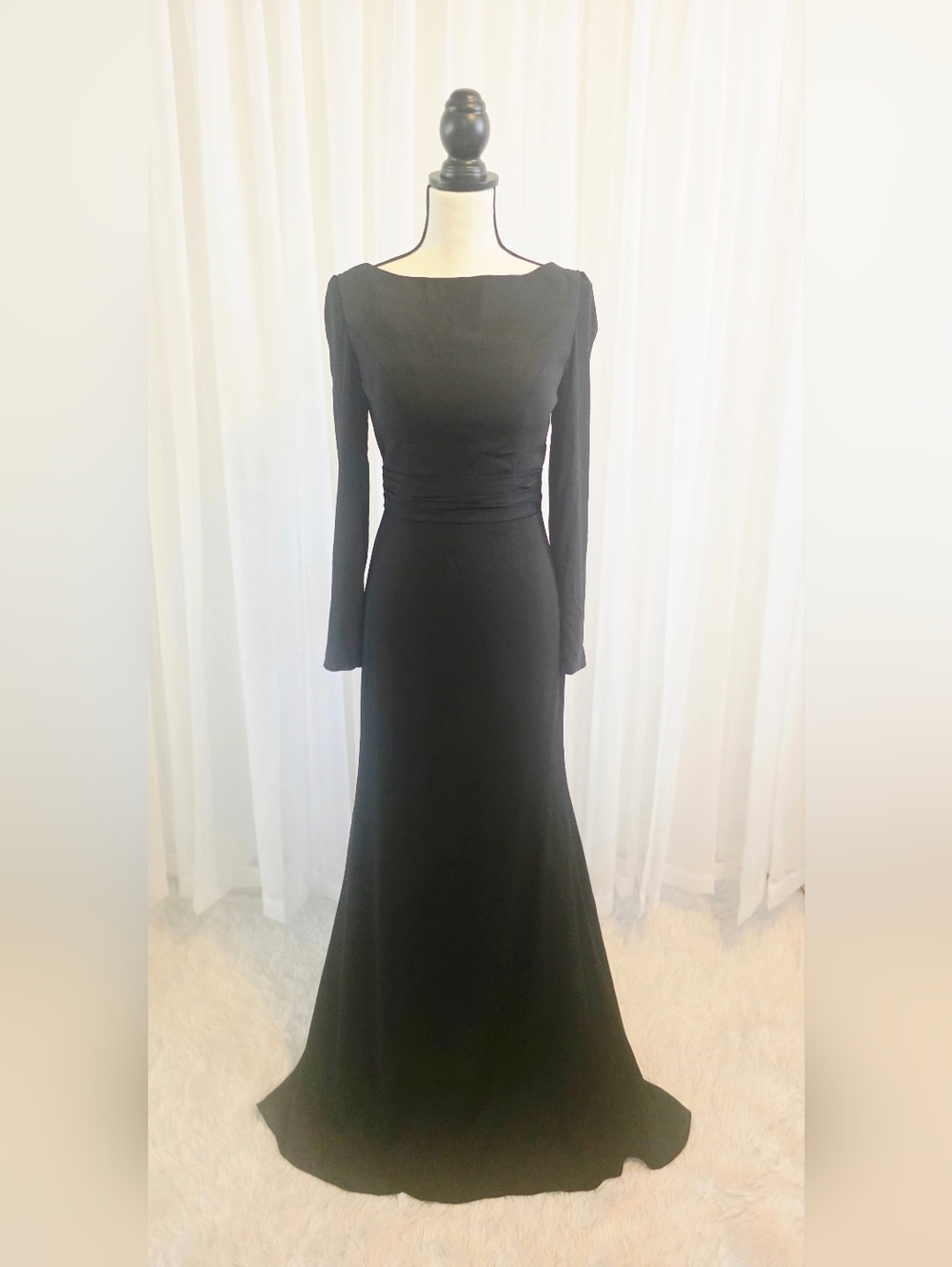Classic Long Sleeve Black Evening Dress